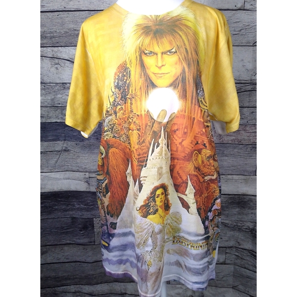 Logo Vision Tops - Vtg David Bowie Labyrinth Movie Graphic T Shirt L